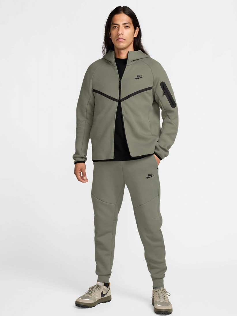 Nike Tech Fleece Slim Fit Green Trousers For Men