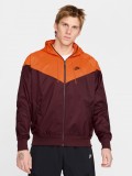 Nike Heritage Sportswear Windrunner Burgundy Hooded Windbreaker Jacket For Men