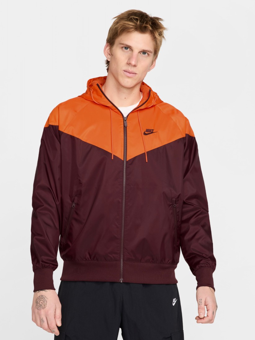 Nike Heritage Sportswear Windrunner Burgundy Hooded Windbreaker Jacket For Men