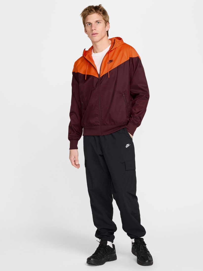 Nike Heritage Sportswear Windrunner Burgundy Hooded Windbreaker Jacket For Men