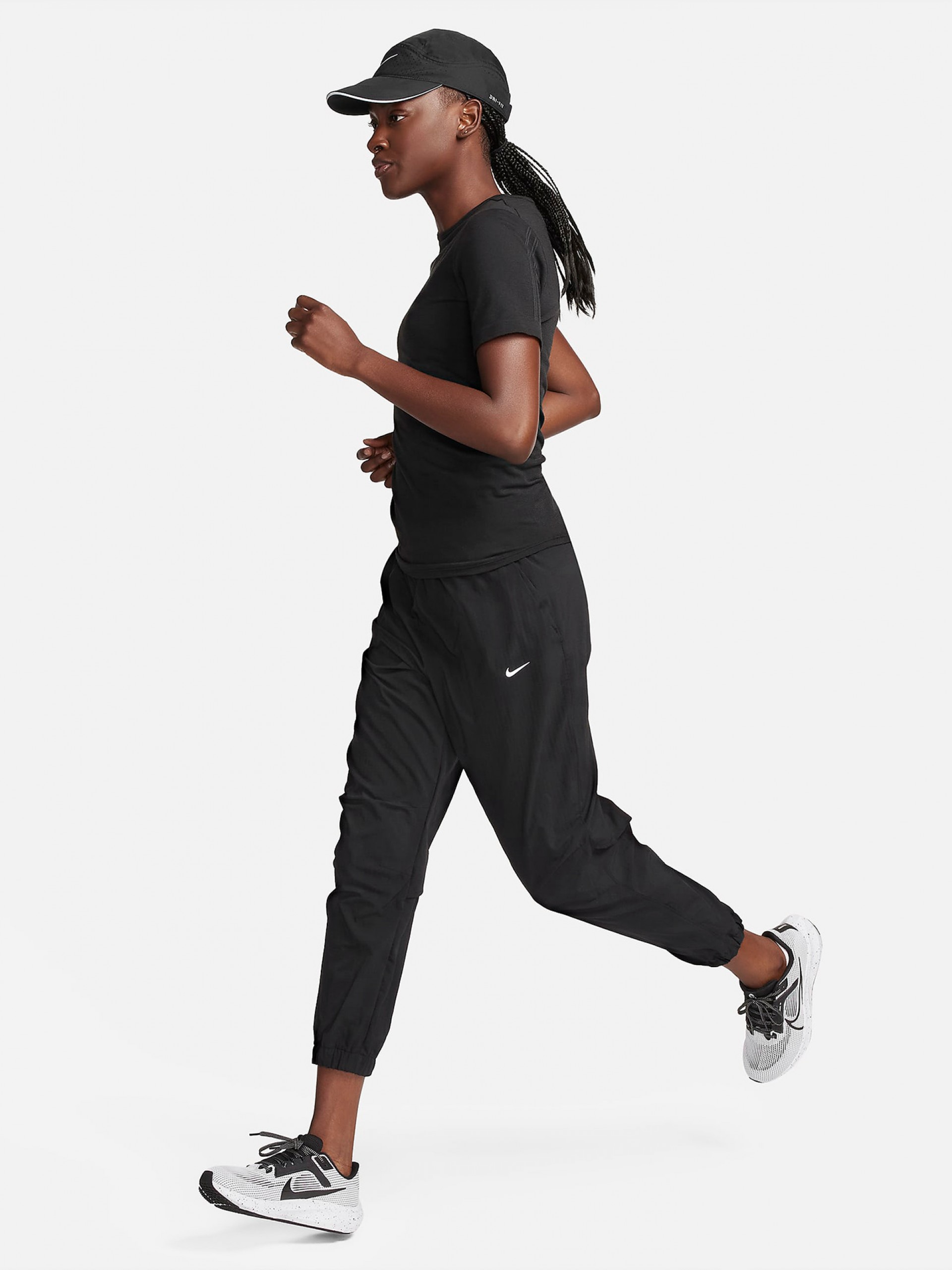 Pantalones de Running Nike Dri-FIT Fast Mid-Rise 7/8 Negros Para Mujer