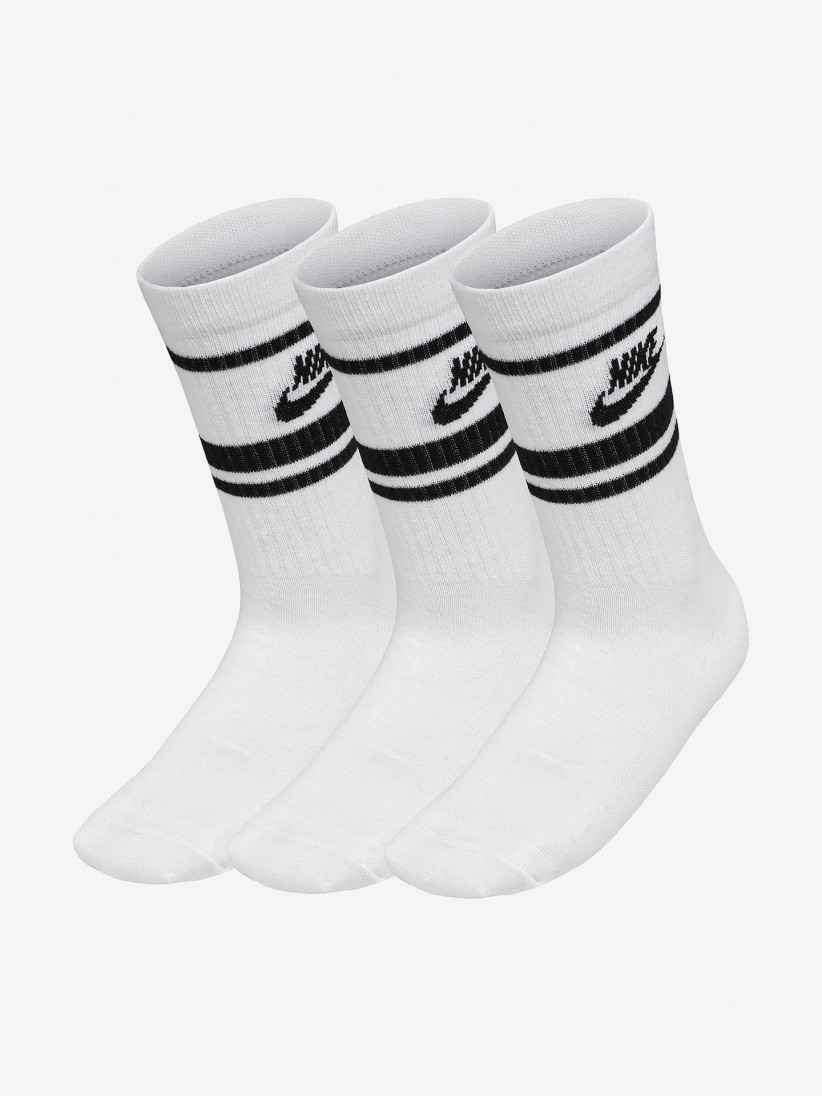Meias Nike Sportswear Dri-FIT Everyday Essential Brancas e Pretas (3 Pares)
