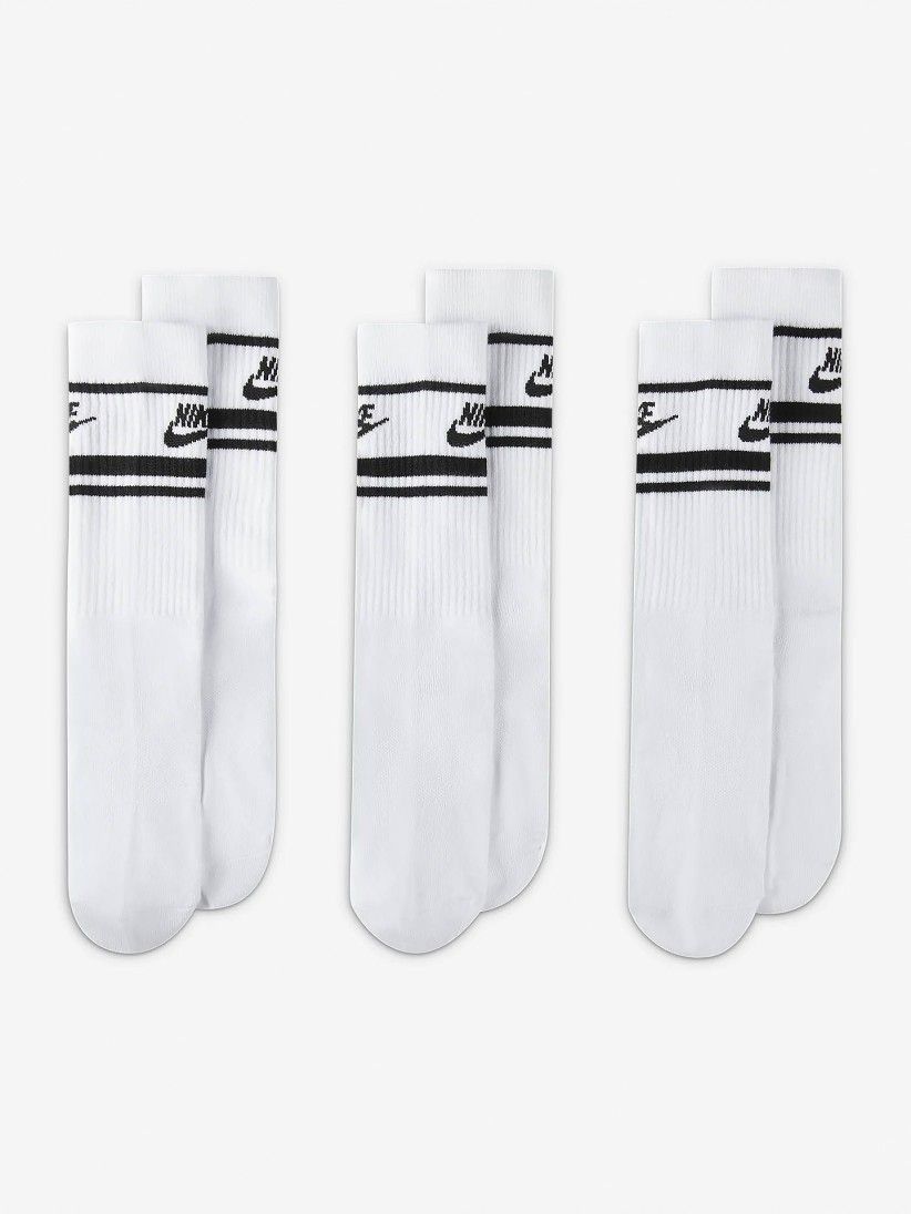 Meias Nike Sportswear Dri-FIT Everyday Essential Brancas e Pretas (3 Pares)