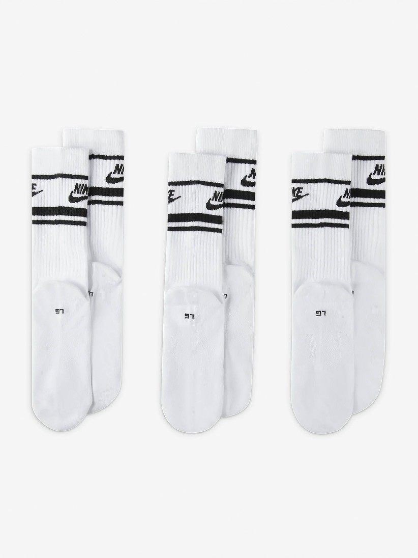 Meias Nike Sportswear Dri-FIT Everyday Essential Brancas e Pretas (3 Pares)