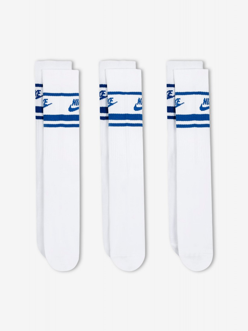 Nike Sportswear Dri-FIT Everyday Essential White and Blue Socks (3 Pairs)