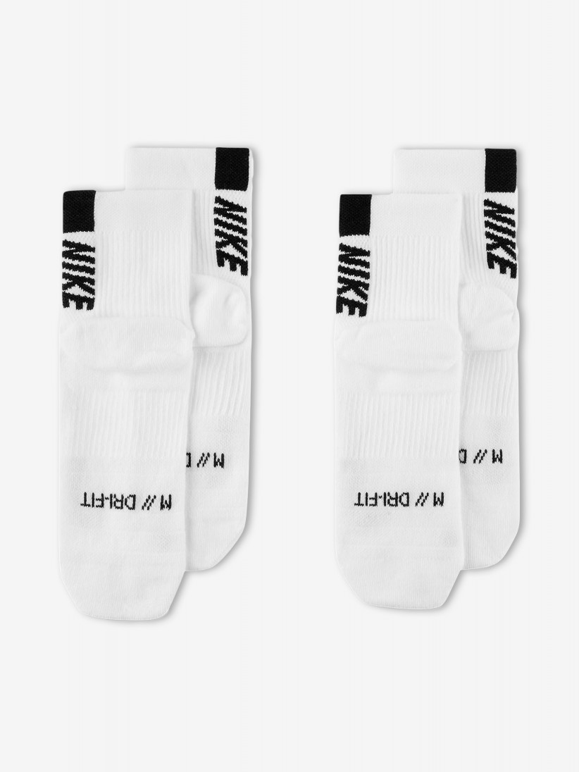 Nike Multiplier White Ankle Running Socks (2 Pairs)
