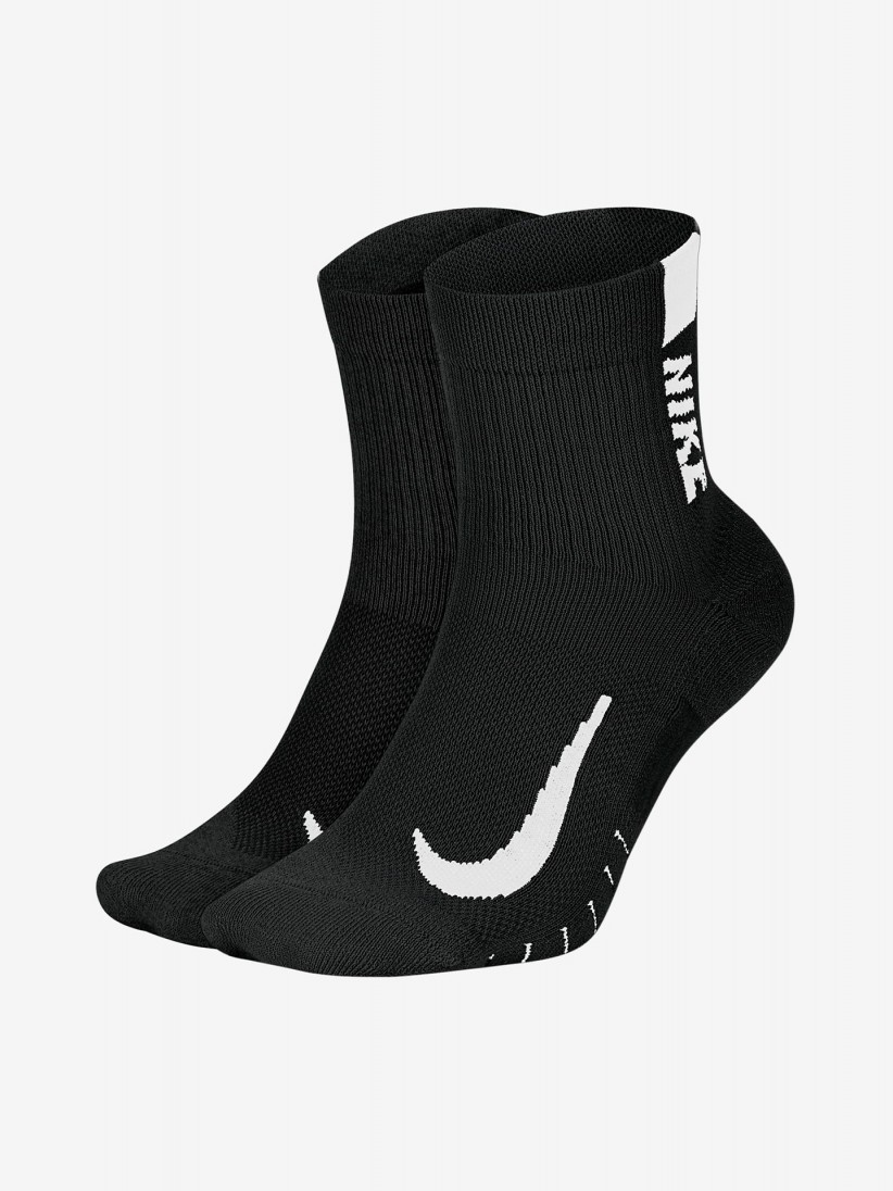 Nike Multiplier Black Ankle Running Socks (2 Pairs)