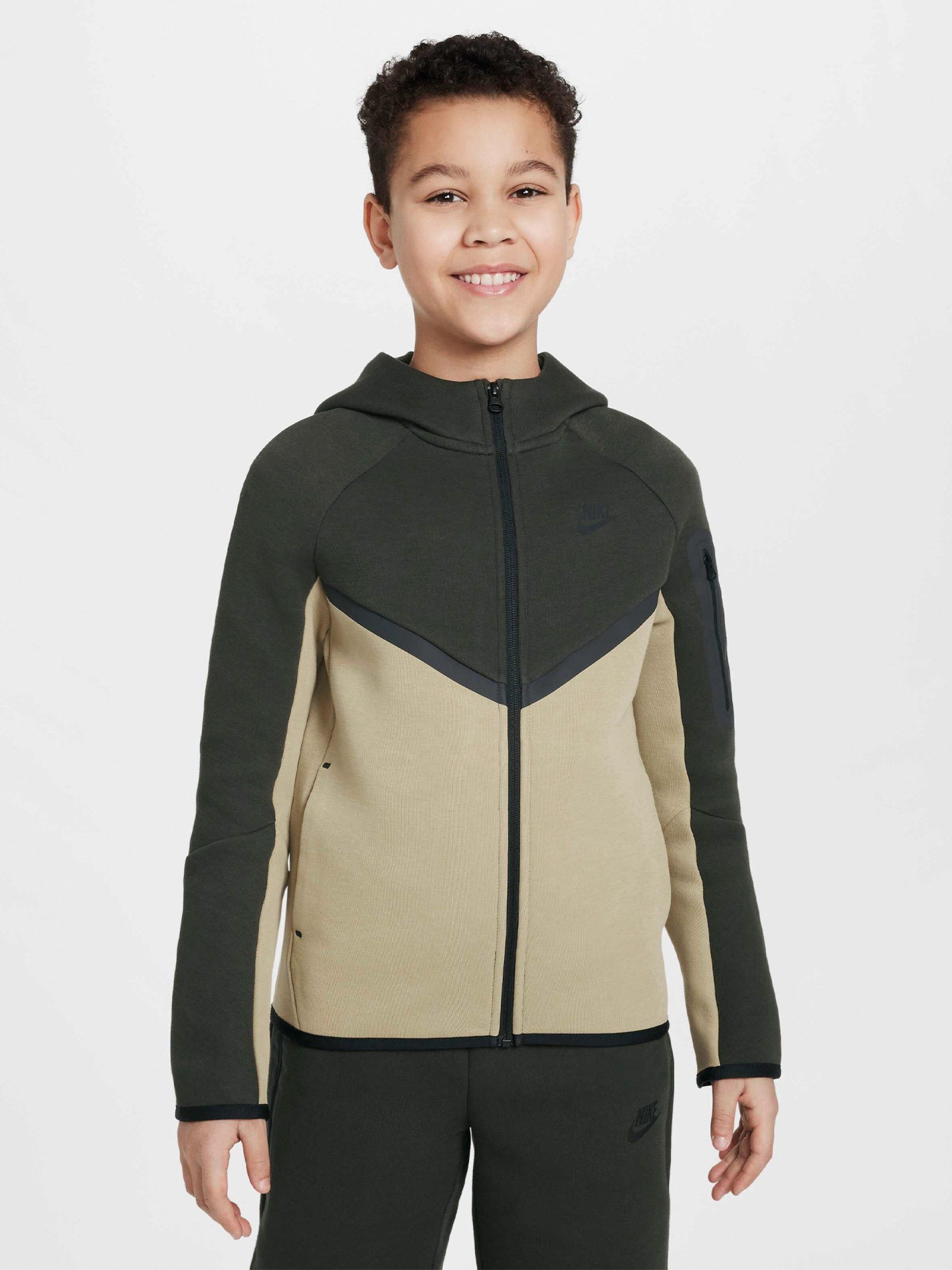 Chaqueta Nike Sportswear Tech Fleece Junior Beige y Verde