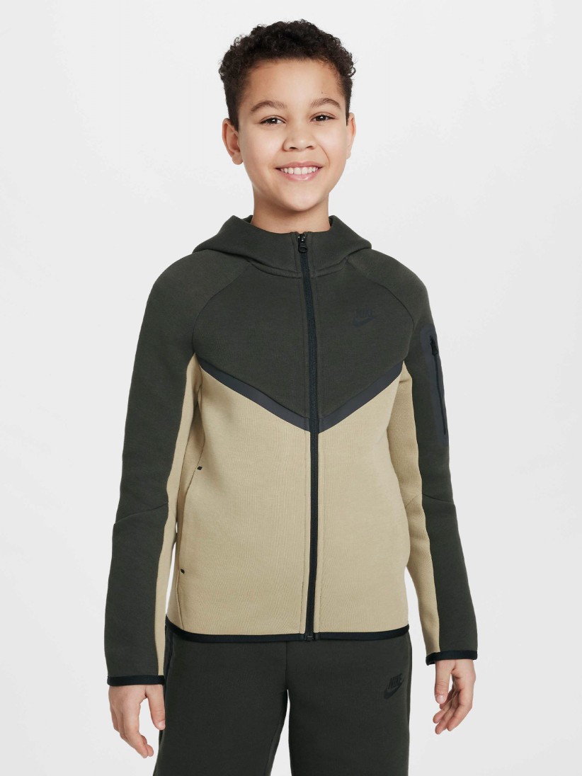 Casaco Nike Sportswear Tech Fleece Junior Bege e Verde