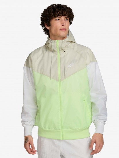Nike Heritage Sportswear Windrunner Green and Grey Hooded Windbreaker Jacket For Men
