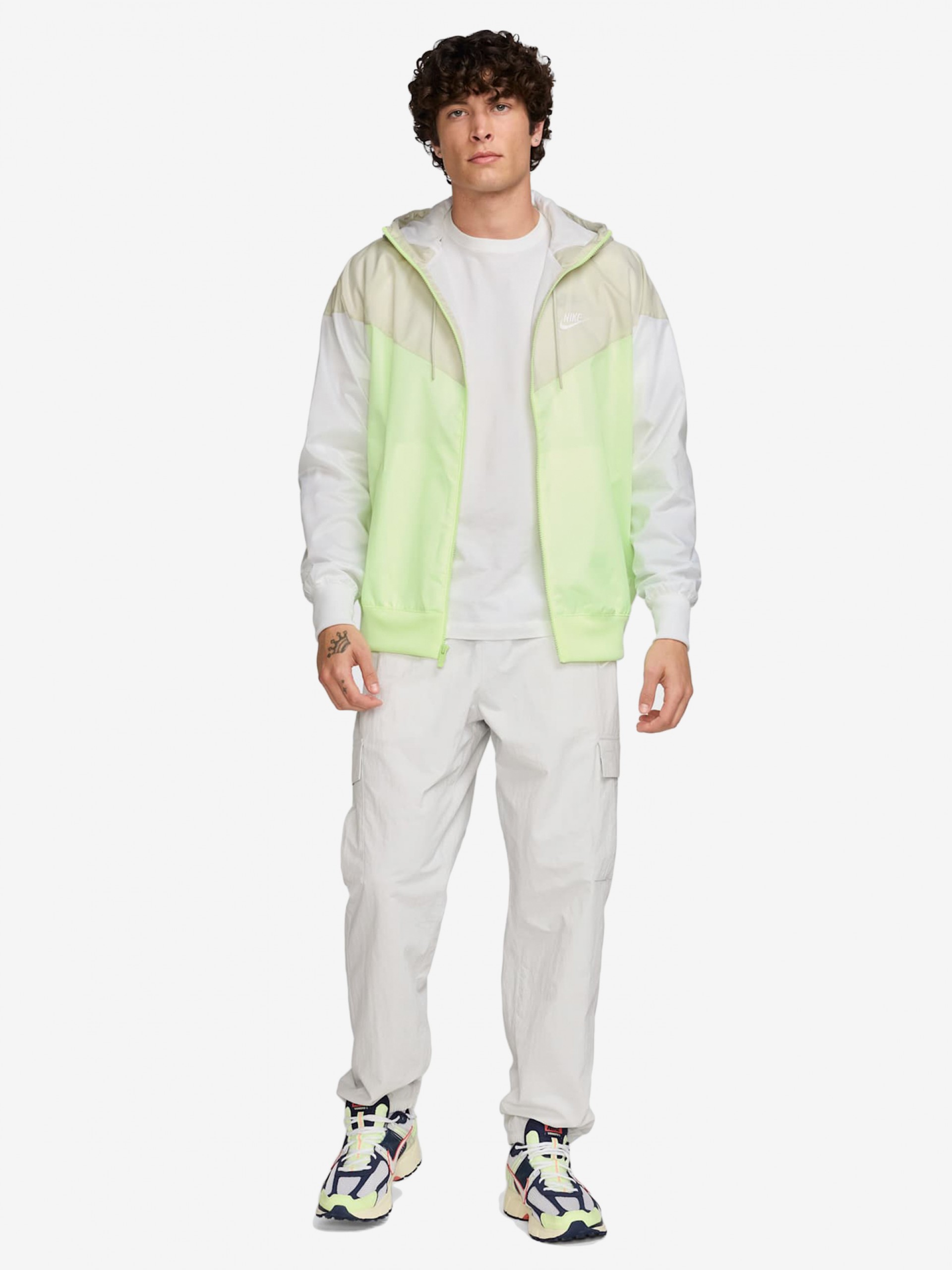 Casaco Corta-Vento com Capuz Nike Heritage Sportswear Windrunner Verde e Cinzento Para Homem