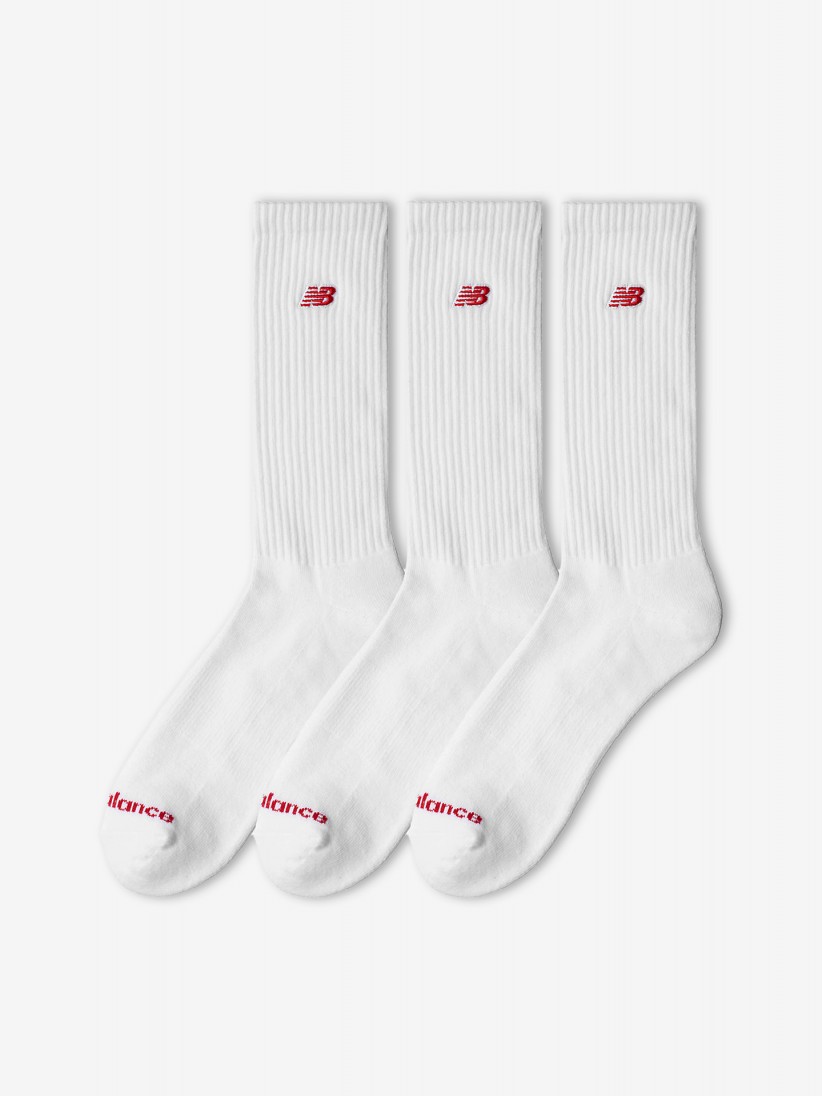New Balance Patch Logo Crew White Socks (3 Pairs)