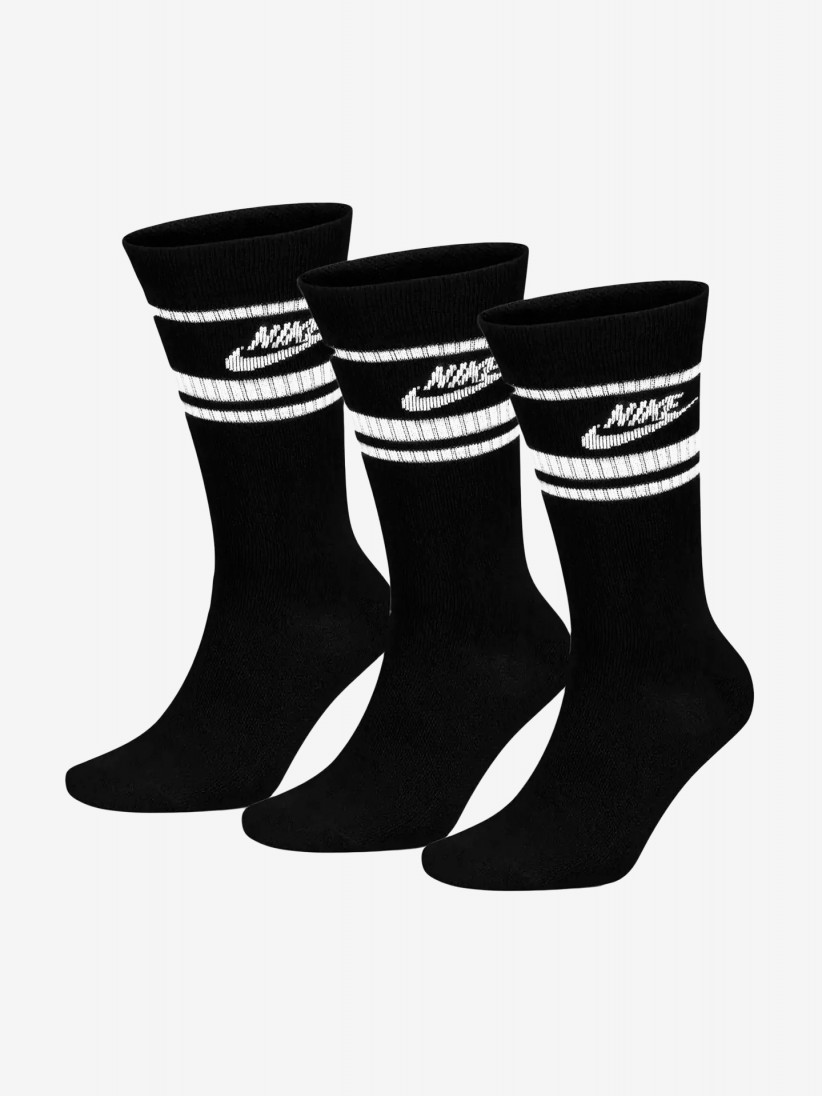 Meias Nike Sportswear Dri-FIT Everyday Essential Pretas e Brancas (3 Pares)