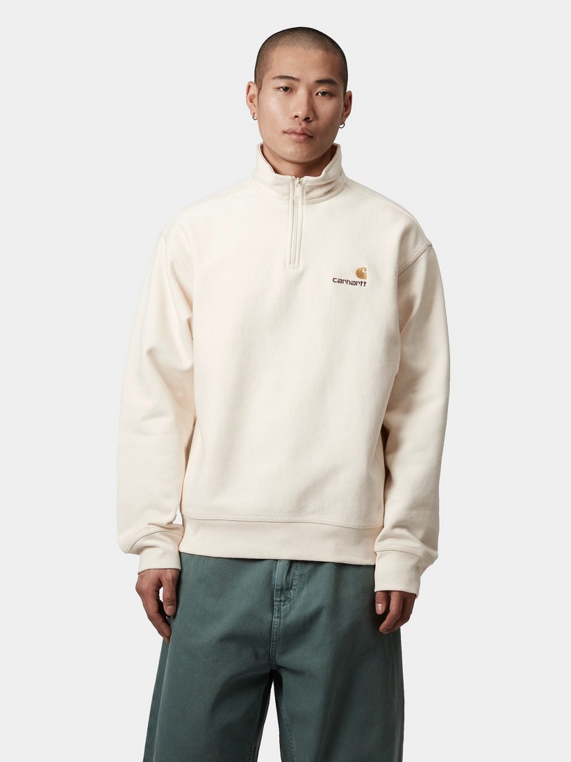Sudadera con Cremallera Carhartt WIP American Script Beige Sudadera con Cremallera Carhartt WIP American Script Beige