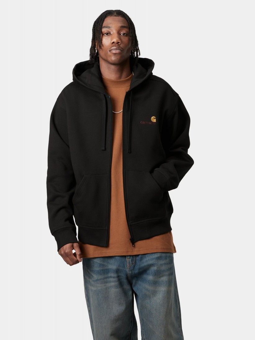 Carhartt WIP American Script Black Hooded Jacket Carhartt WIP American Script Black Hooded Jacket