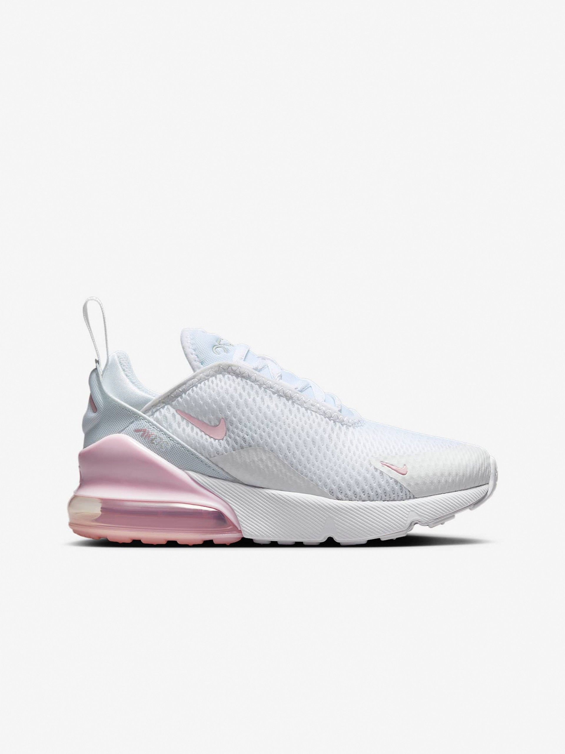 Sapatilhas Nike Air Max 270 Brancas e Rosa Para Criança
