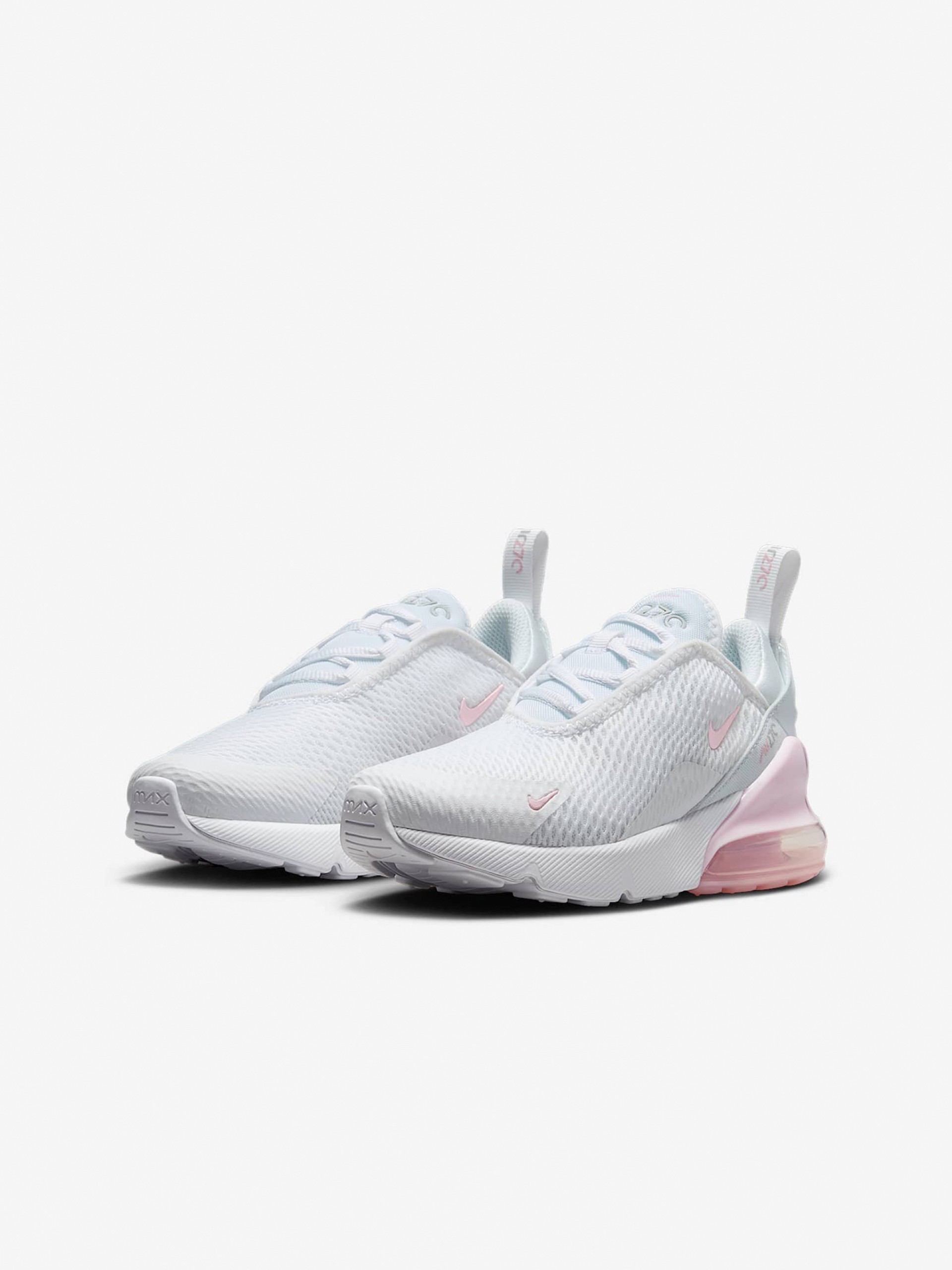 Sapatilhas Nike Air Max 270 Brancas e Rosa Para Criança
