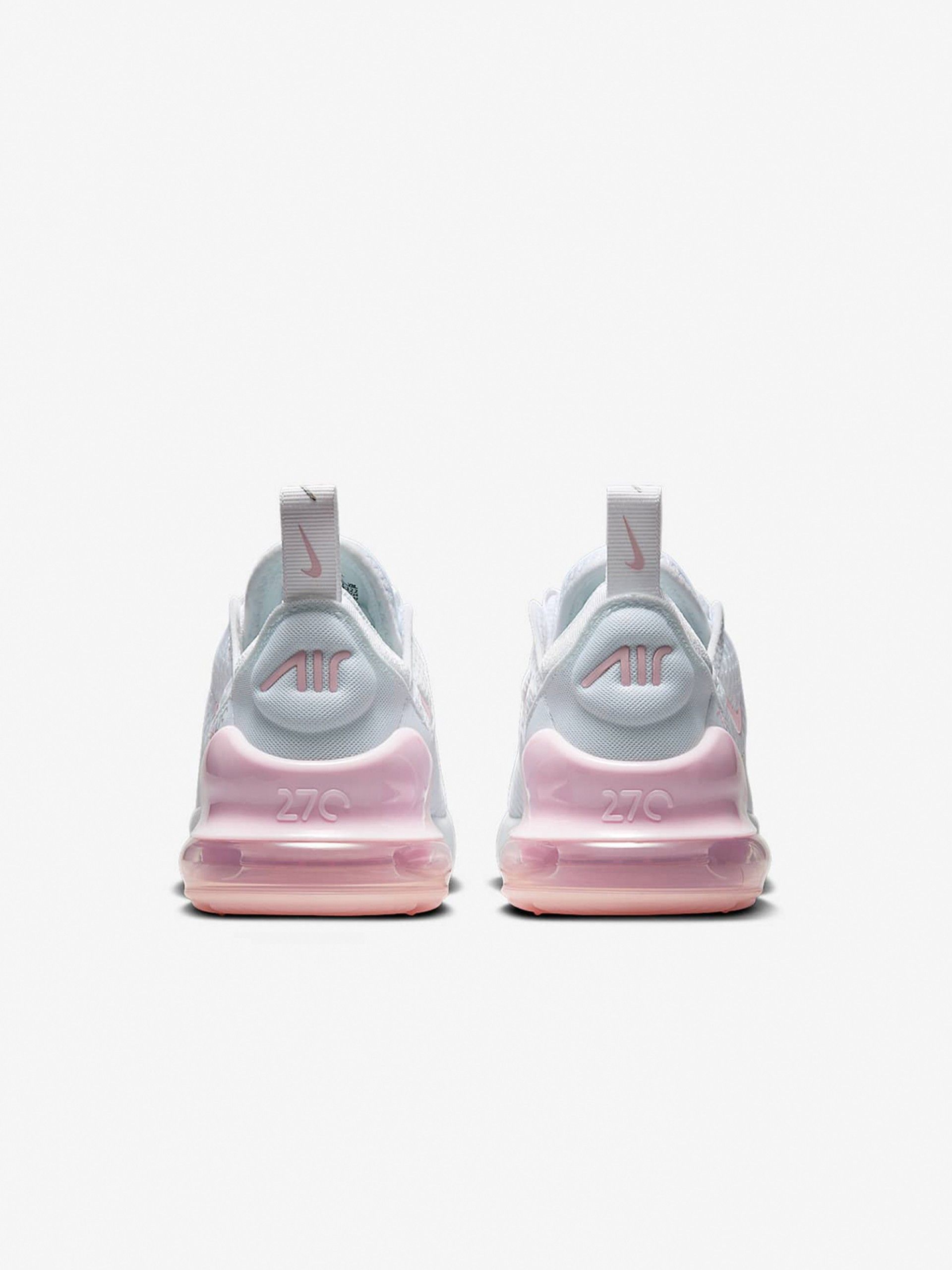Sapatilhas Nike Air Max 270 Brancas e Rosa Para Criança