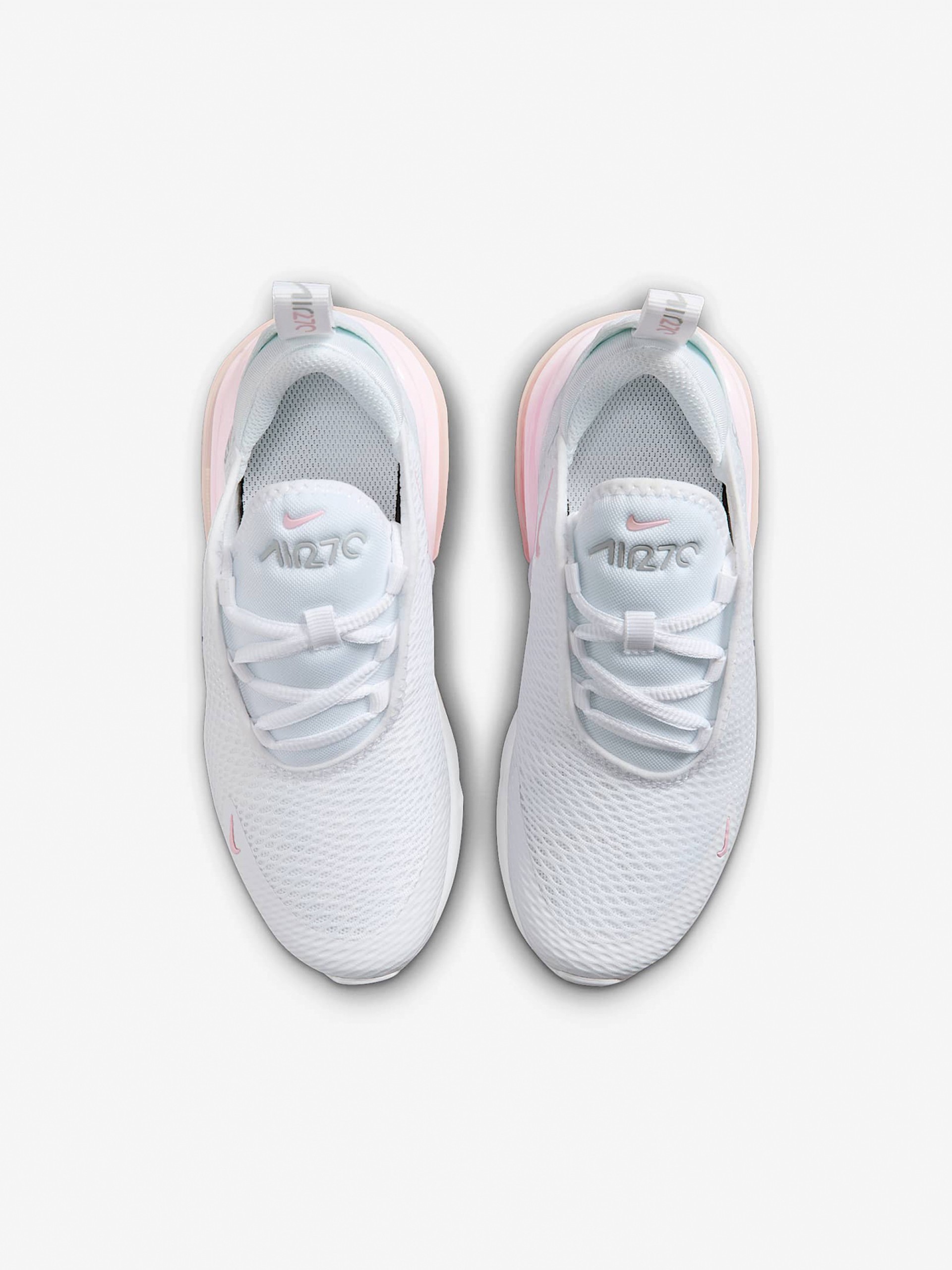 Sapatilhas Nike Air Max 270 Brancas e Rosa Para Criança