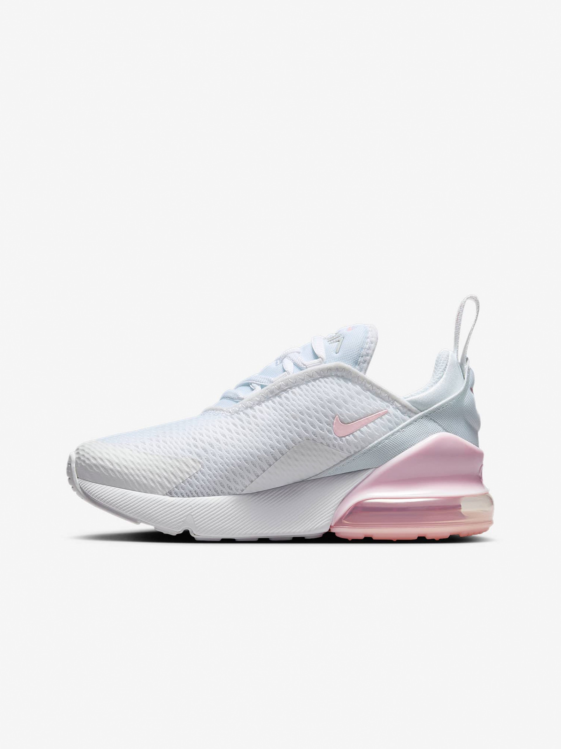 Sapatilhas Nike Air Max 270 Brancas e Rosa Para Criança