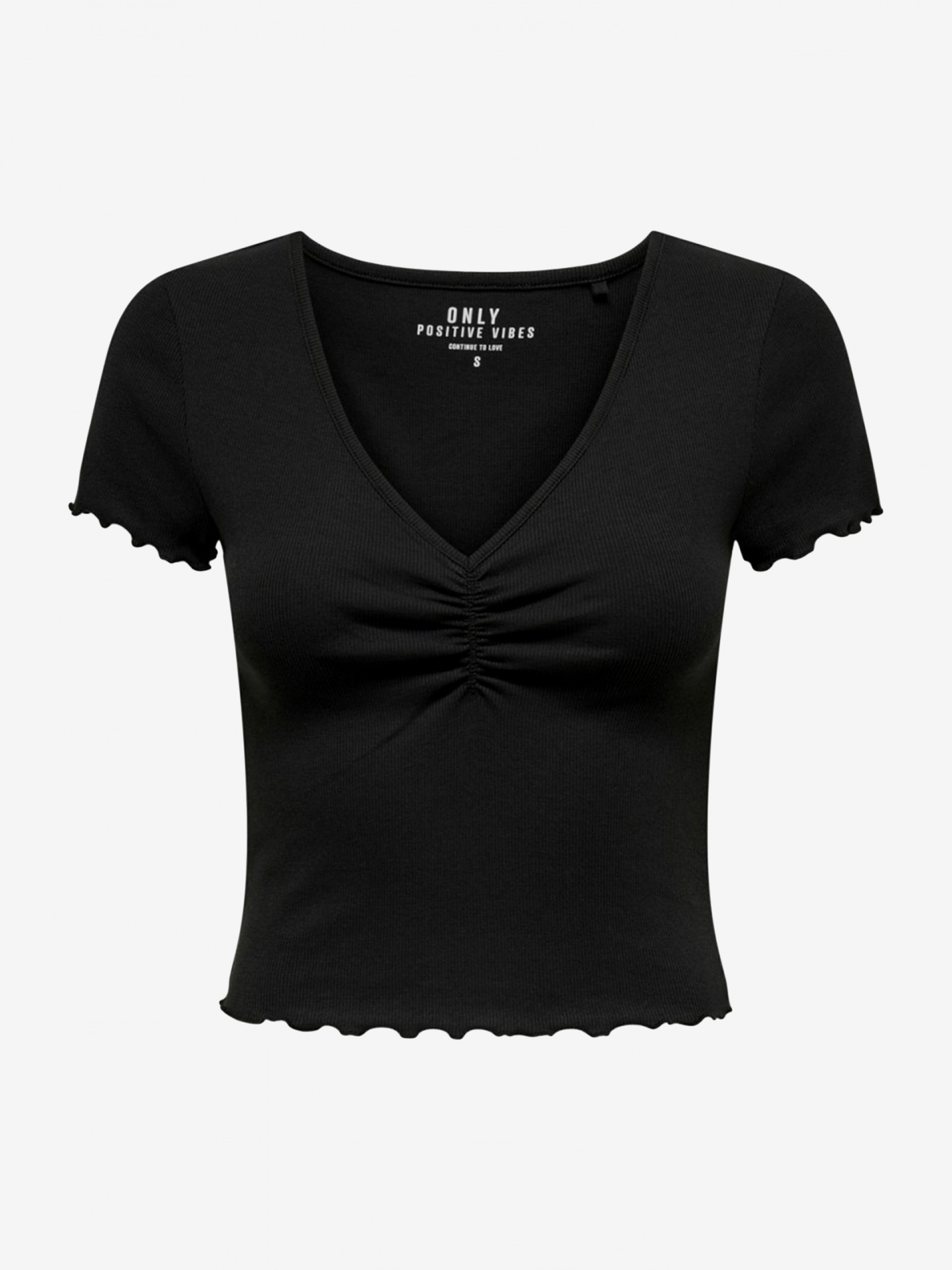 T-shirt ONLBetty S7S V-Neck Preta Para Mulher