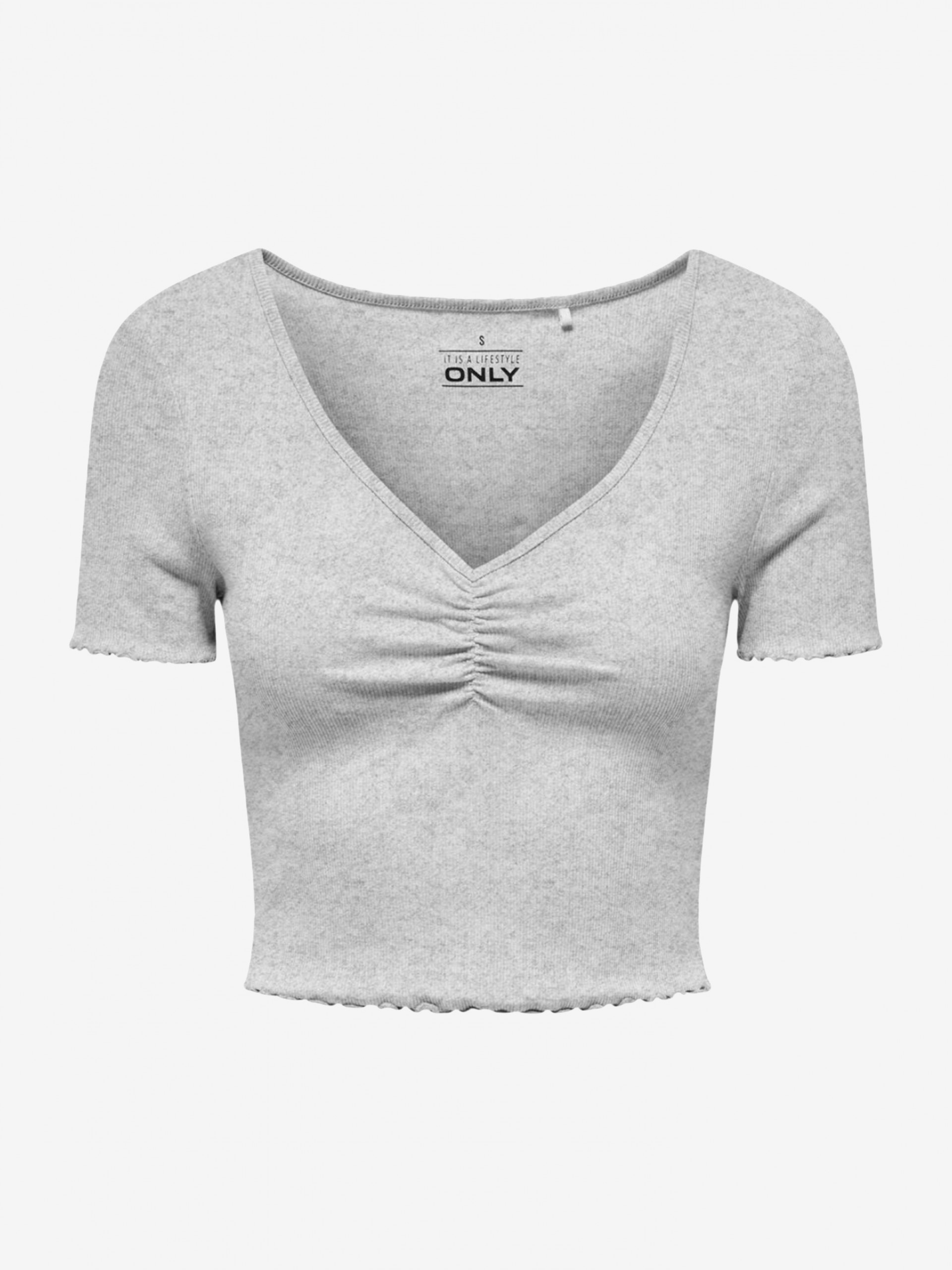 ONLBetty S7S V-Neck Grey T-shirt For Women