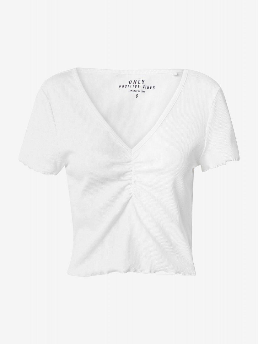 T-shirt ONLBetty S7S V-Neck Branca Para Mulher