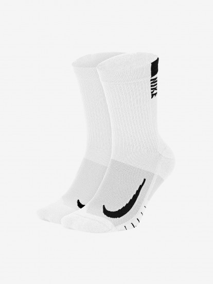 Meias de Running Nike Multiplier de Cano Alto Brancas (2 Pares)