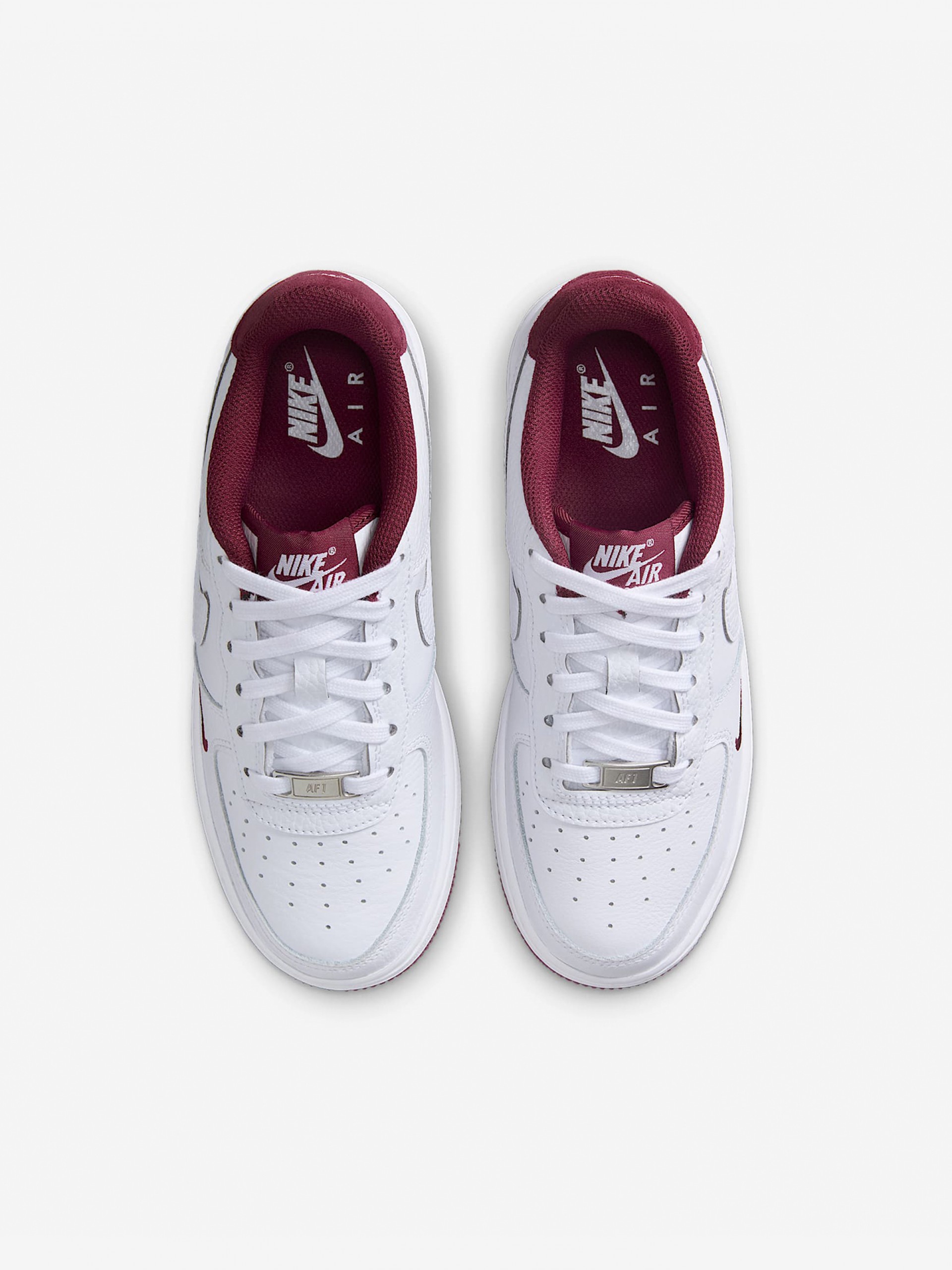 Nike Air Force 1 White and Burgundy Sneakers For Children