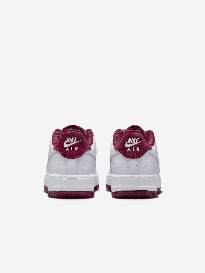 Sapatilhas Nike Air Force 1 Brancas e Bordeaux Para Criana