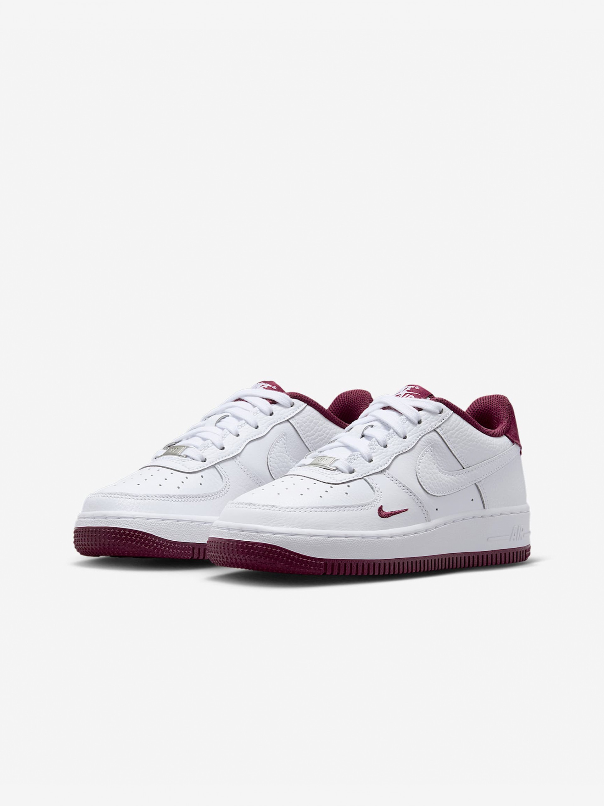 Nike Air Force 1 White and Burgundy Sneakers For Children