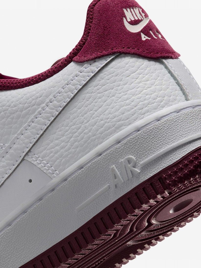 Sapatilhas Nike Air Force 1 Brancas e Bordeaux Para Criana