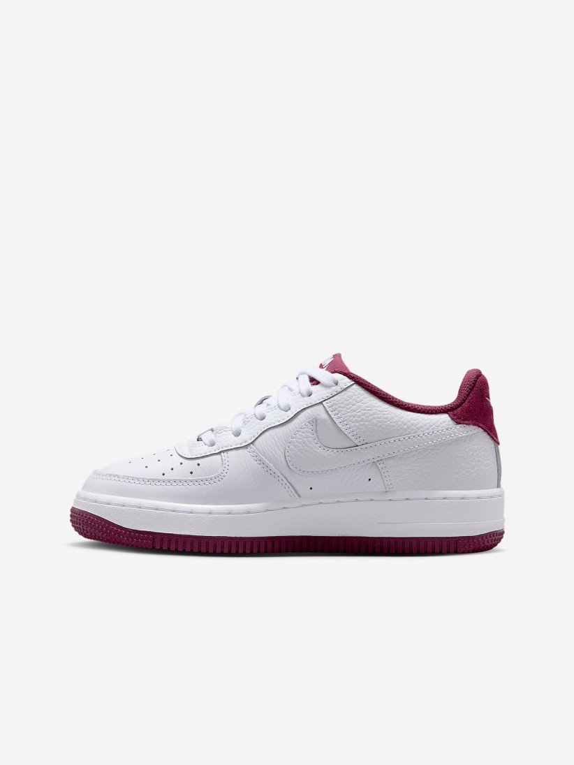 Sapatilhas Nike Air Force 1 Brancas e Bordeaux Para Criana
