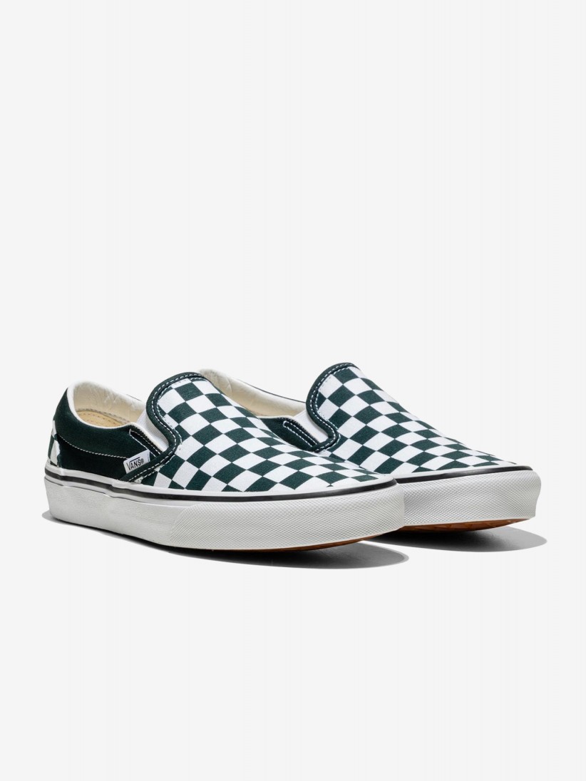 Zapatillas Vans Slip-On Checkerboard Verdes y Blancas
