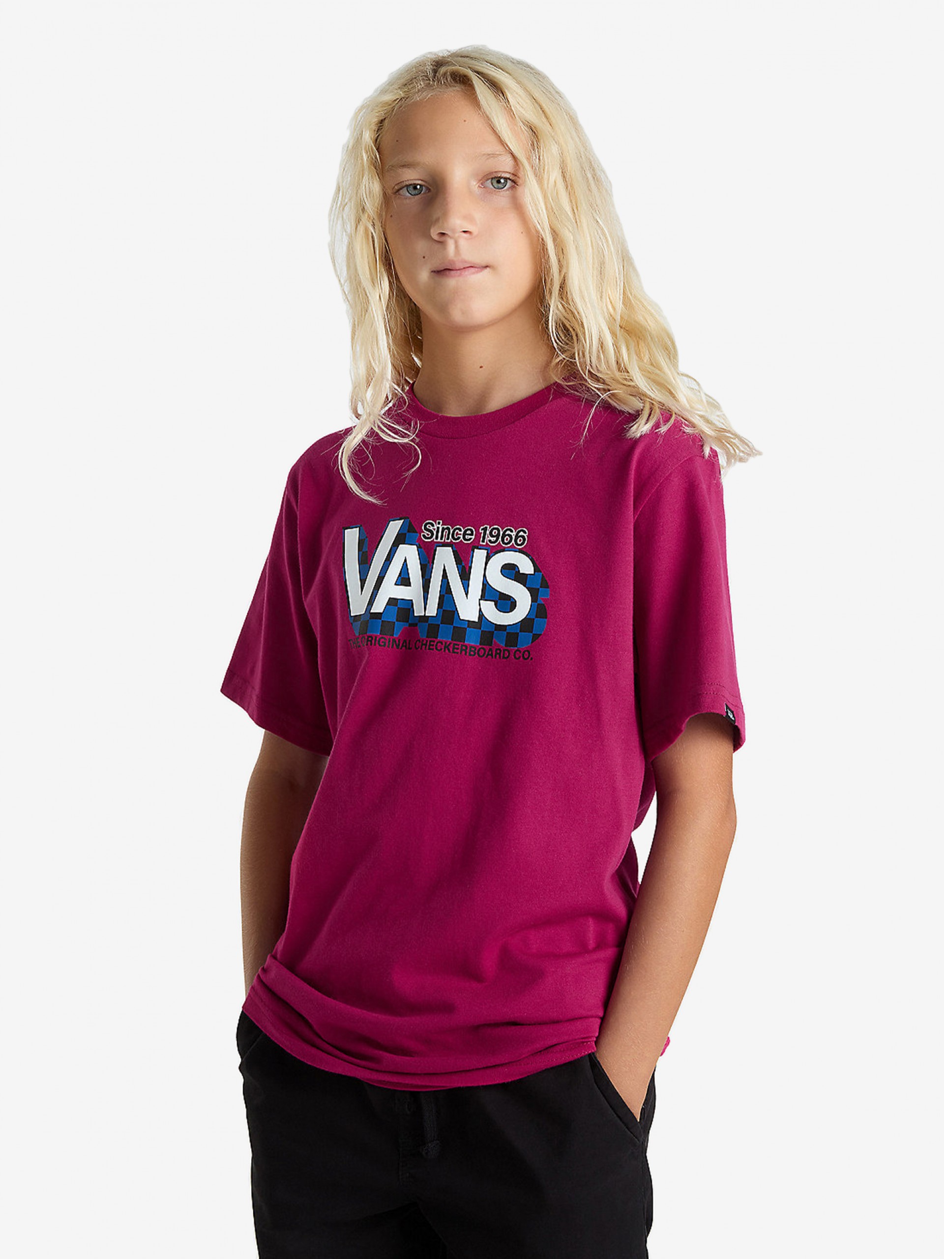 T-shirt Vans Checker Drop Kids Rosa