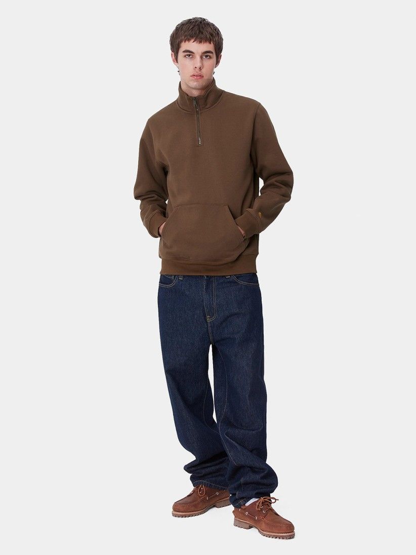 Carhartt WIP Chase Neck Brown Zip Sweater