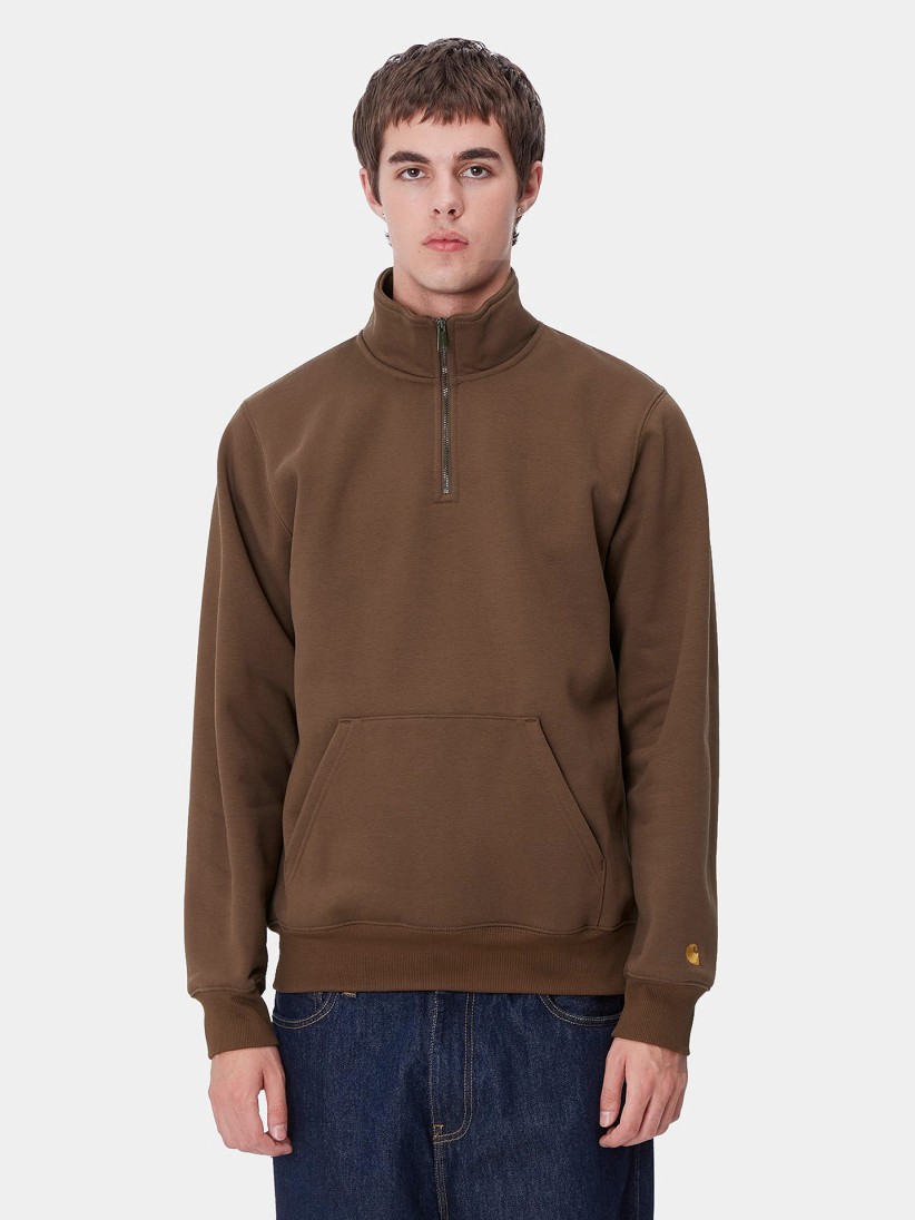 Carhartt WIP Chase Neck Brown Zip Sweater Carhartt WIP Chase Neck Brown Zip Sweater