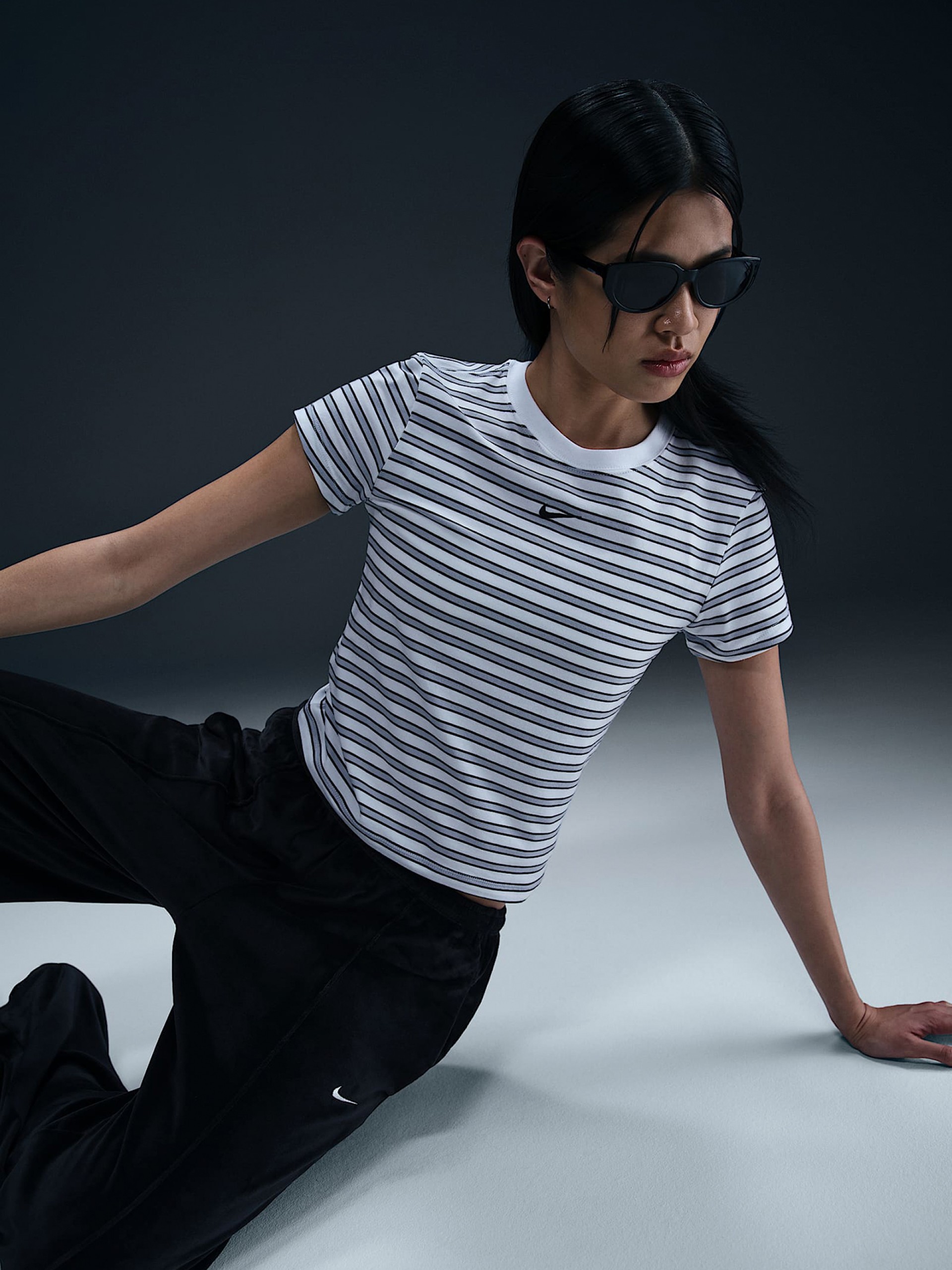 Nike Sportswear Chill Knit White Striped T-shirt For Women