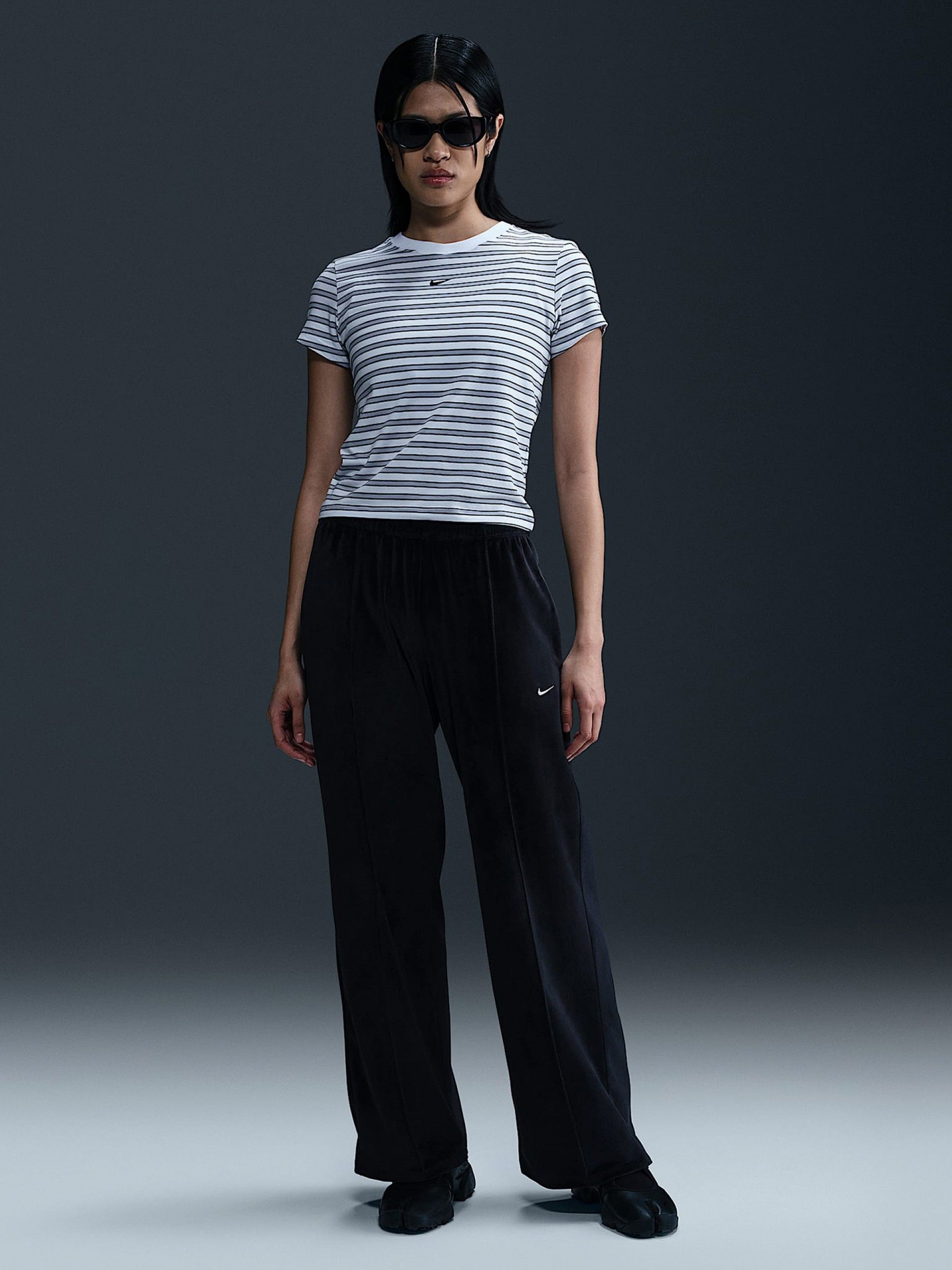 Nike Sportswear Chill Knit White Striped T-shirt For Women