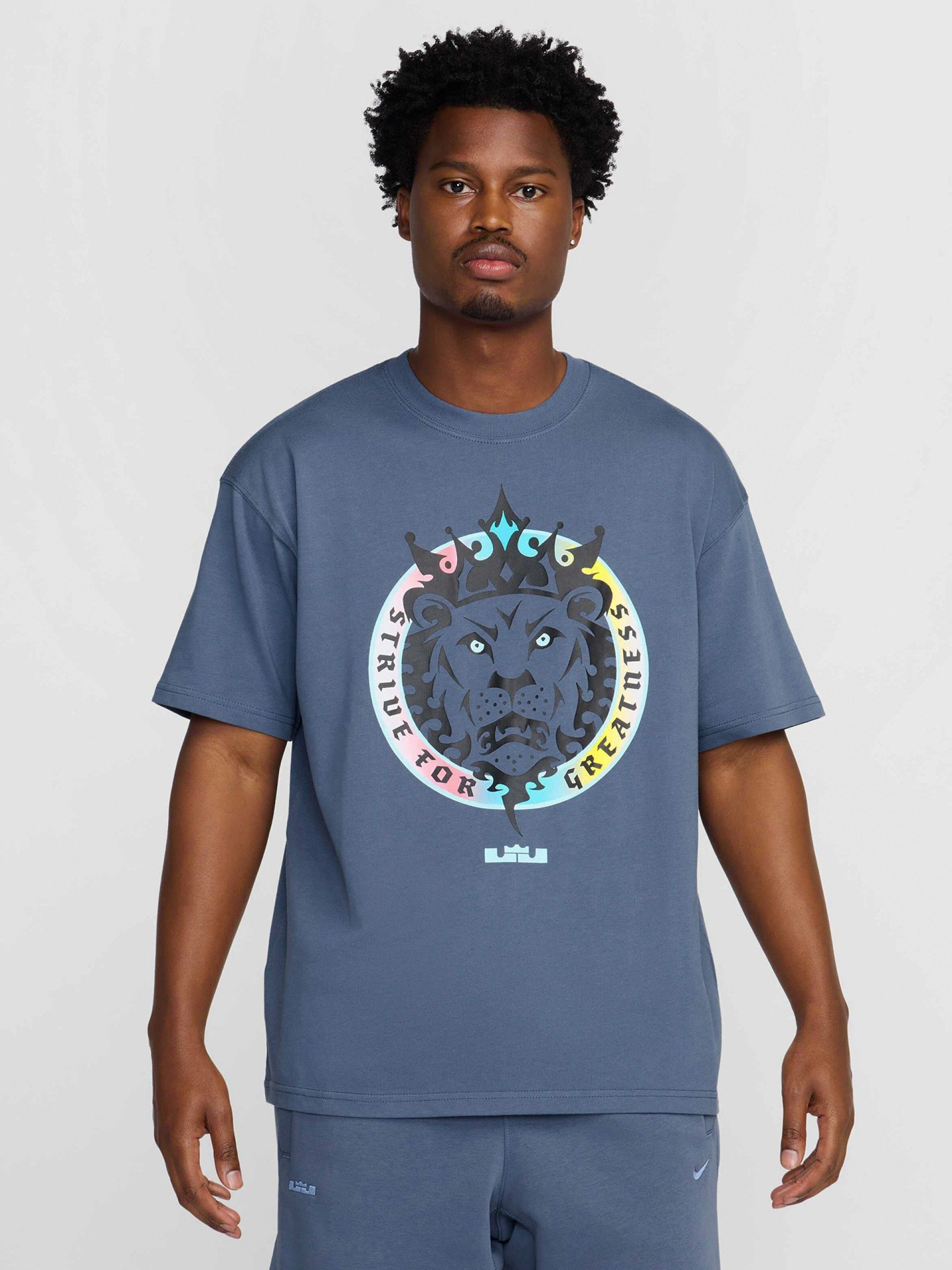 T-shirt de Basquetebol Nike LeBron Max90 Azul Para Homem