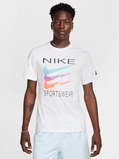 Camiseta Nike Sportswear Triple Swoosh Blanca Para Hombre