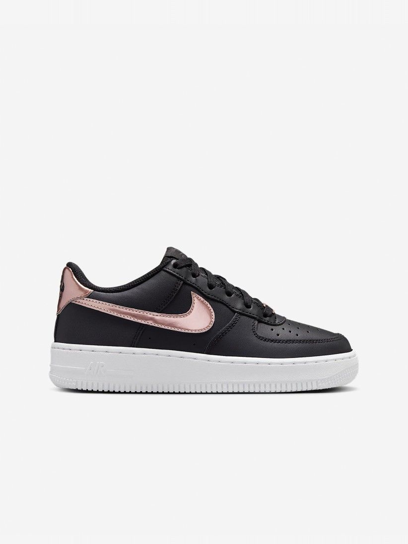 Sapatilhas Nike Air Force 1 Pretas e Rosa Metalizado Para Criana
