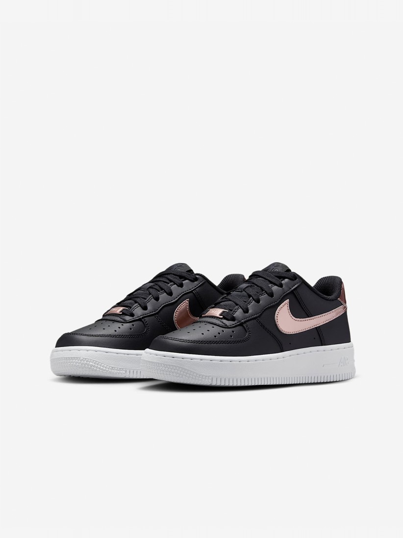 Sapatilhas Nike Air Force 1 Pretas e Rosa Metalizado Para Criana
