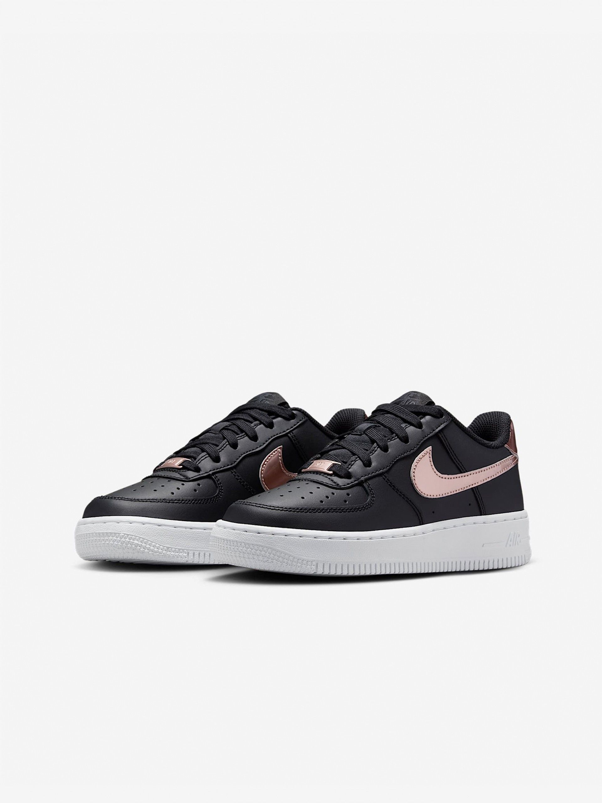 Nike Air Force 1 Black and Metallic Pink Sneakers For Children