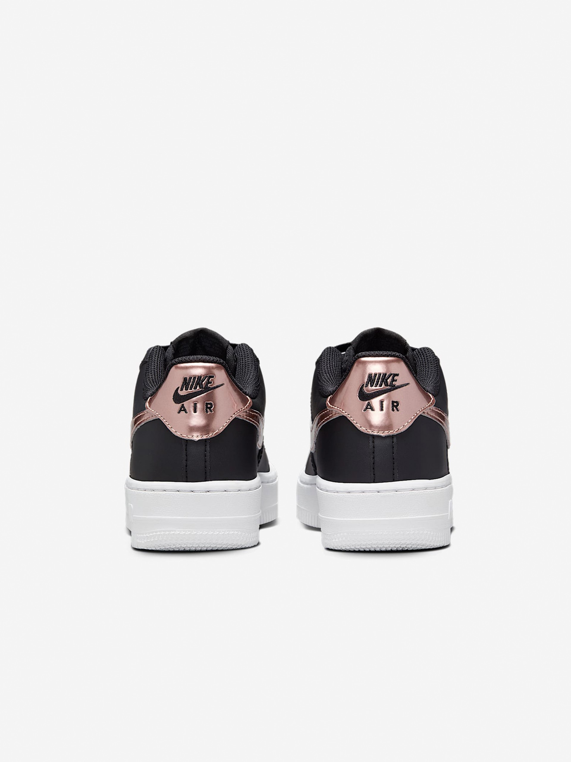 Zapatillas Nike Air Force 1 Negras y Rosa Metalizado Para Niño