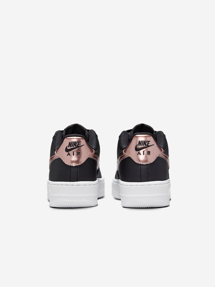 Sapatilhas Nike Air Force 1 Pretas e Rosa Metalizado Para Criana