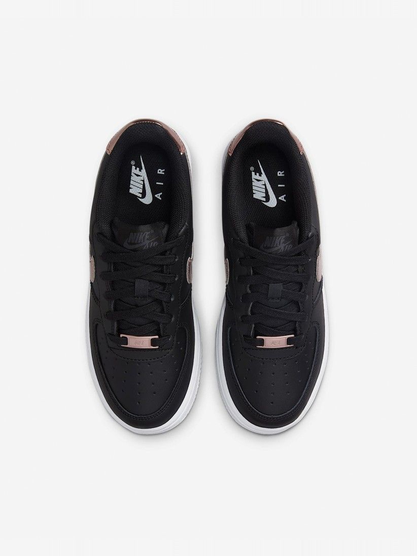 Sapatilhas Nike Air Force 1 Pretas e Rosa Metalizado Para Criana