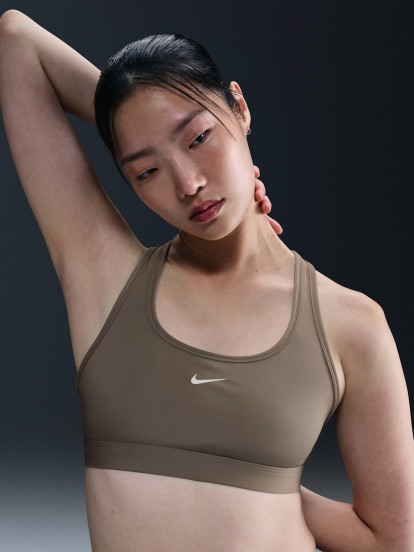 Nike Swoosh Light Support Brown Sports Bra