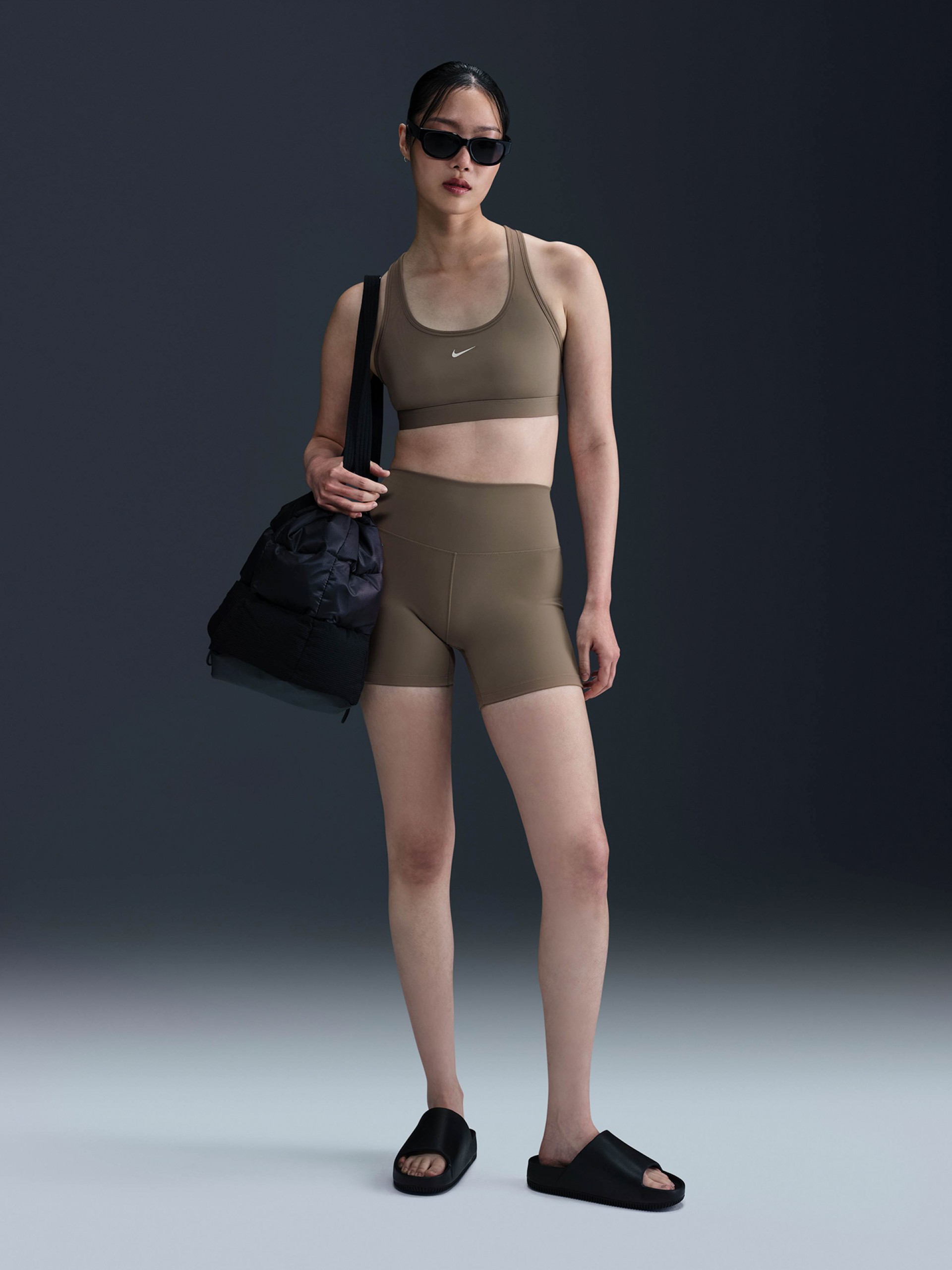 Sujetador Deportivo Nike Swoosh Sujeción Ligera Marrón