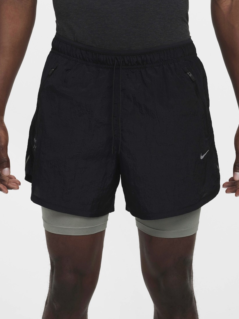 Pantalones Cortos de Running 2 en 1 Nike Stride Division Dri-FIT 13cm Negros Para Hombre